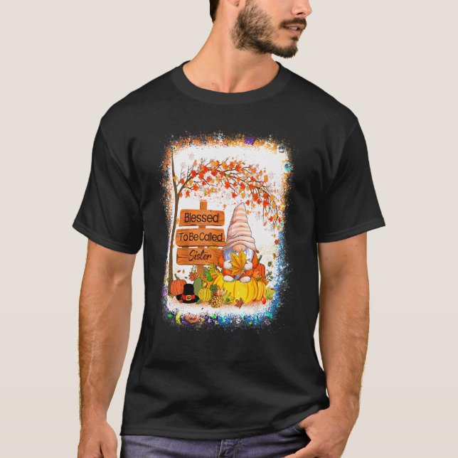 Camiseta Abençoado Por Ser Chamado Irmã Gnome Cai No Outono (Frente)