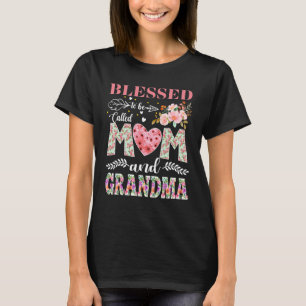 Camiseta Abençoado por ser chamado Mãe e Vovó Flores Mothe