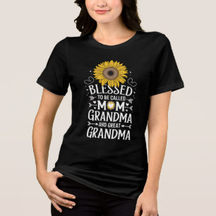 Camiseta Abençoado Seja Chamada Mãe Vovó Excelente Girassol