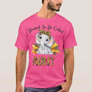 Camiseta Abençoado Seja Chamada Tia Elefante De Girassol Mo