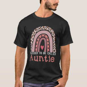 Camiseta Abençoado Seja Chamada Tia Rainbow Leopard Mãe