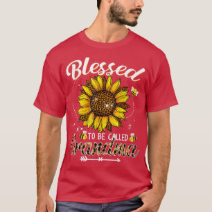 Camiseta Abençoado Seja Chamado Avó Engraçado Leopard Sunfl