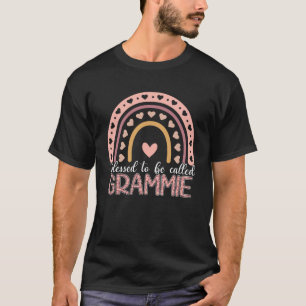 Camiseta Abençoado Seja Chamado Grammie Leopard Rainbow Mãe