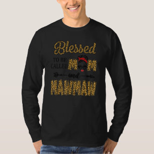 Camiseta Abençoado Seja Chamado Mãe E Mãe Leopardo Mawmaw