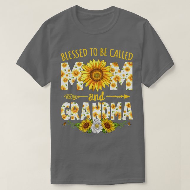 Camiseta Abençoado Seja Chamado Mãe E Vovó Mothe Sunflower (Frente do Design)