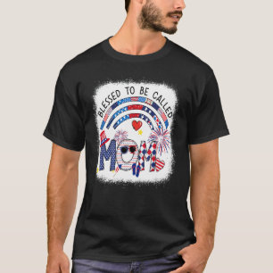 Camiseta Abençoado Seja Chamado Mãe Fogos De Artifício 4 De