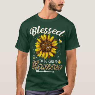Camiseta Abençoado Seja Chamado Mamaw Funny Leopard Sunflow