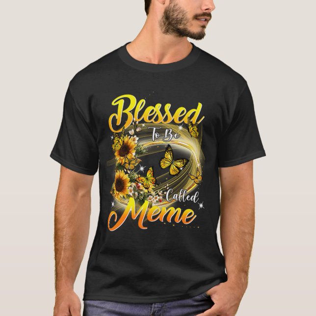 Camiseta Abençoado seja chamado "Meme Sunflower Avó" (Frente)