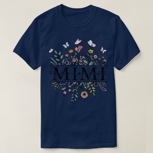 Camiseta Abençoado Seja Chamado Mimi Floral Engraçado Vovó  (Frente do Design)