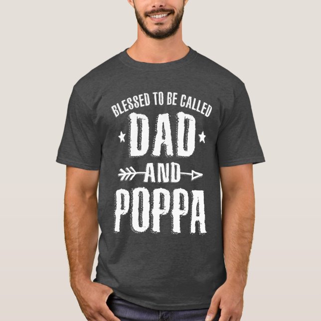 Camiseta Abençoado Seja Chamado Pai E Dia de os pais Poppa (Frente)