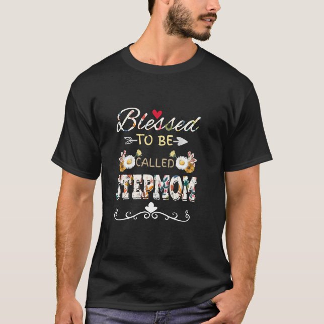 Camiseta Abençoado Seja Chamado Stepmmama Girflower Foguete (Frente)