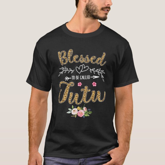 Camiseta Abençoado Seja Chamado Tutu Bonito Leopard Print (Frente)