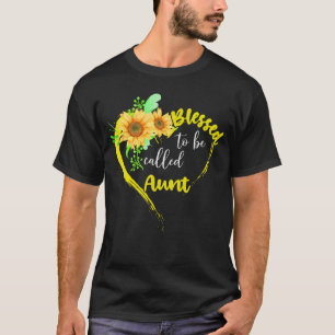 Camiseta Abençoado Ser Chamada Tia Girassol Dia da Mãe