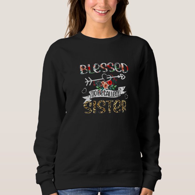 Camiseta Abençoado Ser Chamado Irmã Leopard Engraçado Irmã  (Frente)