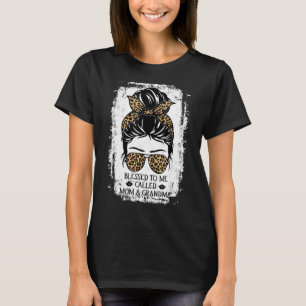 Camiseta Abençoado Ser Chamado Mãe E Avó, Mama, Leopa