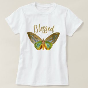 Camiseta Abençoado   Tanque de borboleta colorida no topo