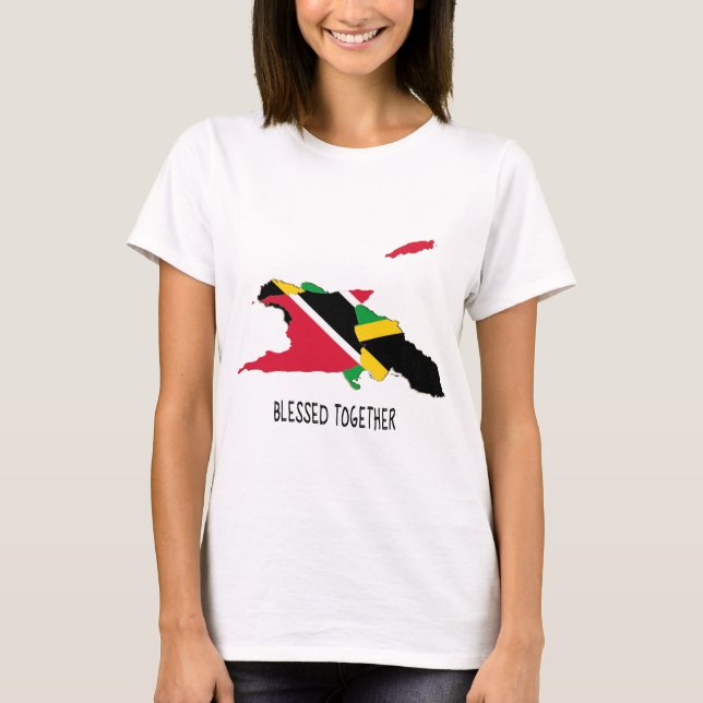 Camiseta Abençoado | TRINIDAD FLAG | JAMAICA FLAG | Patriót (Frente)