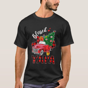 Camiseta Abençoado Yaya Red Truck Família de Árvores Xma