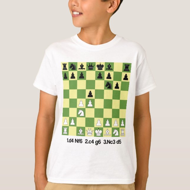 Camiseta Abertura de Xadrez de Defesa Grunfeld Shirt Chess  (Frente)