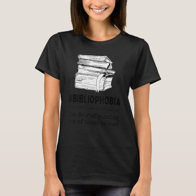 Camiseta Abibliofobia — Livro de Definição Lendo Caderno 3 (Frente)