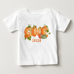 Camiseta Abóbora Aquarela Fofa Aniversário de 1 Ano Abóbora