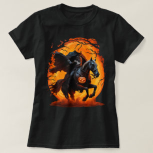 Camiseta Abóbora Assustadora de Halloween Cavaleiro Sem Cab