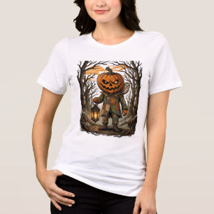 Camiseta Abóbora Assustadora Lanterna Coruja Hau do Dia das
