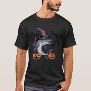 Camiseta Abóbora Assustadora Morcego Bruxa Peixe Barracuda