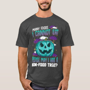 Camiseta Abóbora Azul Halloween Conscientização de Alergia