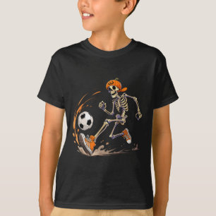 Camiseta Abóbora Cabeça de Jogador de Futebol Esqueleto Fun