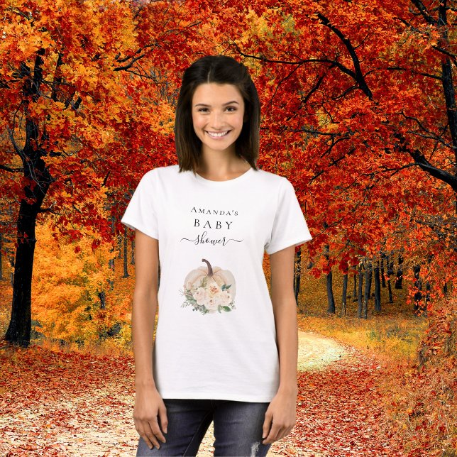 Camiseta Abóbora-chá de fraldas flores creme caem menina (Criador carregado)