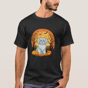 Camiseta Abóbora Com Dia de as Bruxas engraçado Cão Maltês
