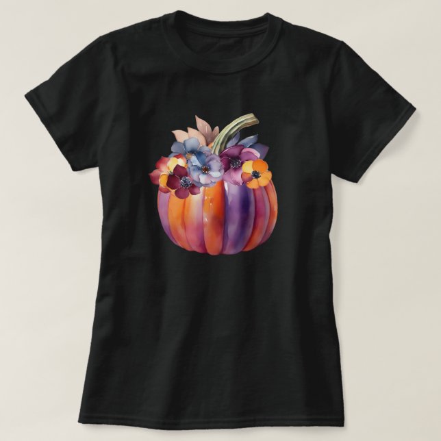 Camiseta Abóbora com flores (Frente do Design)