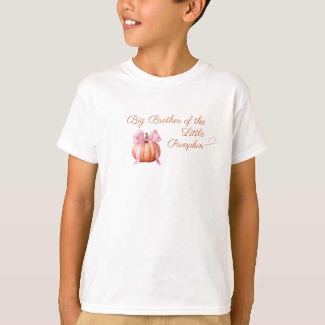Camiseta Abóbora com Laço Rosa “Irmão Mais Velho da Abóbora (Frente)