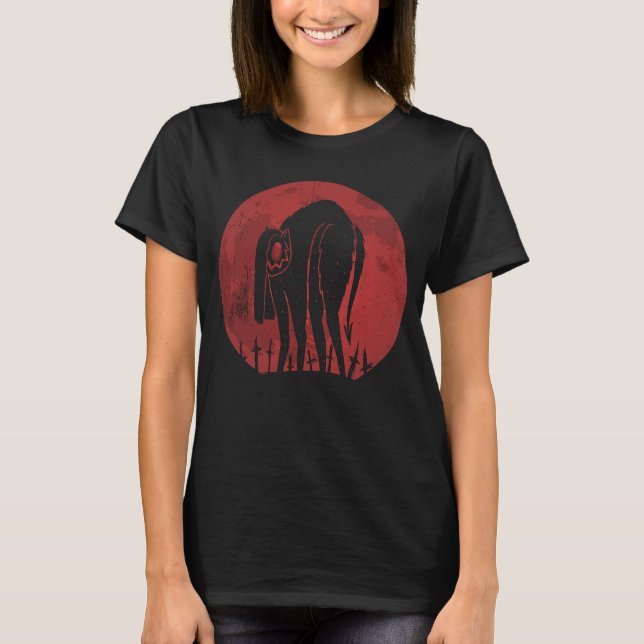 Camiseta Abóbora Crânio de Gato de Halloween Assustadora (Frente)