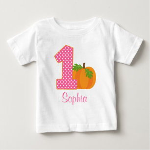 Camiseta Abóbora da queda da menina do primeiro aniversari