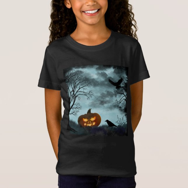 Camiseta Abóbora-das-bruxas e raven (Frente)