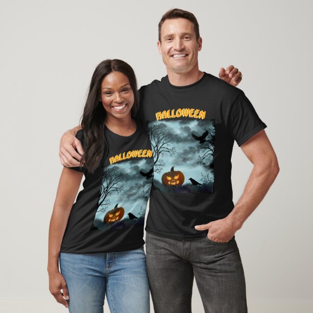 Camiseta Abóbora-das-bruxas e raven (Unissex)