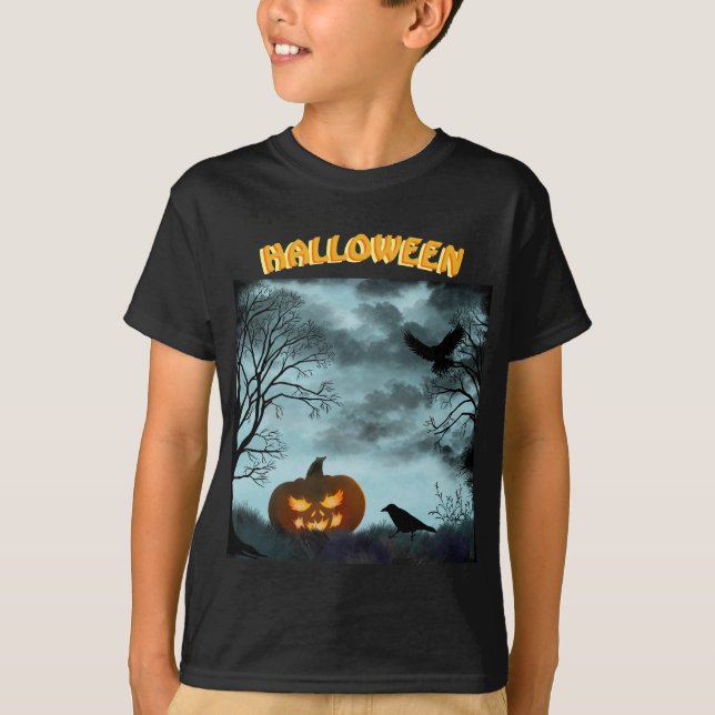 Camiseta Abóbora-das-bruxas e raven (Frente)