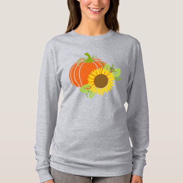 Camiseta Abóbora-de-abóbora-de-abóbora e manga-de-sol (Frente)
