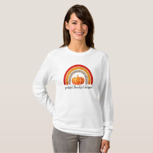 Camiseta Abóbora de Ação de Graças grata, agradecida, abenç