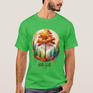 Camiseta Abóbora de Aquarela da Colheita de Outono Flores d