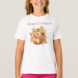 Camiseta Abóbora de Aquarela e Flores - Agradecimentos e Gr