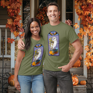 Camiseta Abóbora de Coruja de Celeiro Art Nouveau Livros An