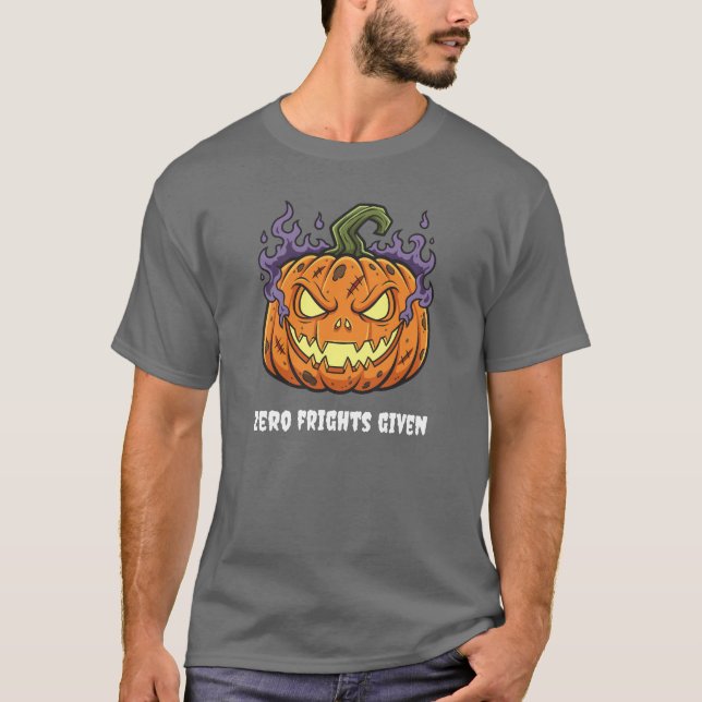 Camiseta Abóbora de desenho animado engraçada 'Zero Medos D (Frente)