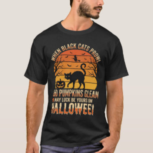 Camiseta Abóbora de Gato Preto Desenho Vetorial de Hallowee