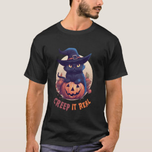 Camiseta Abóbora de Gato Preto Fofo É Real Lua Cheia Dia da