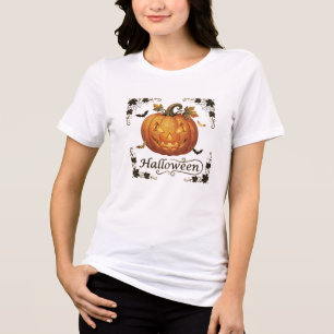 Camiseta Abóbora de Halloween Arte Dourada Ornamentada