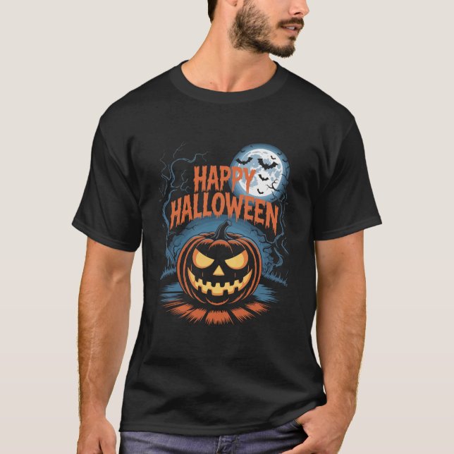 Camiseta Abóbora de Halloween Assustadora (Frente)