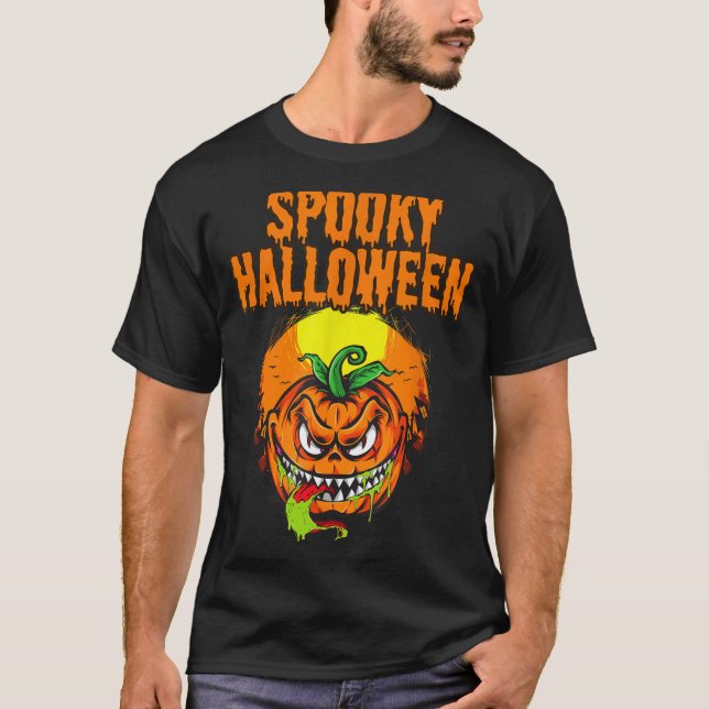 Camiseta Abóbora de Halloween Assustadora (Frente)